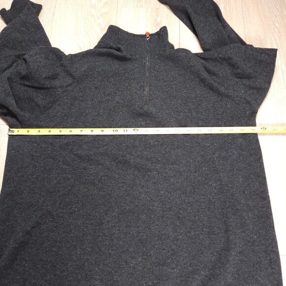 Inis Meain 1/4 Zip Pullover Sweater Mens XL Gray Cashmere Merino Wool Ireland - Picture 7 of 12